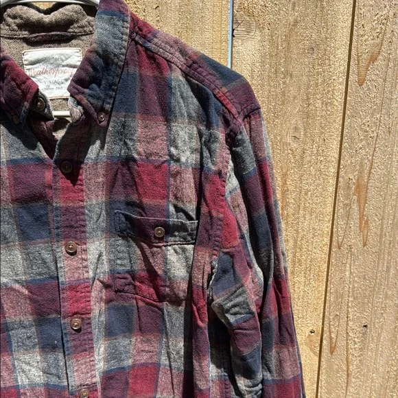 Weatherproof Burgundy Gray Casual Button Down Shirt - Picture 3 of 10